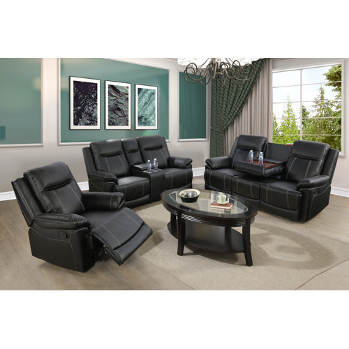 Ivy Bronx Danilyn 3 Piece Faux Leather Reclining Living Room Set